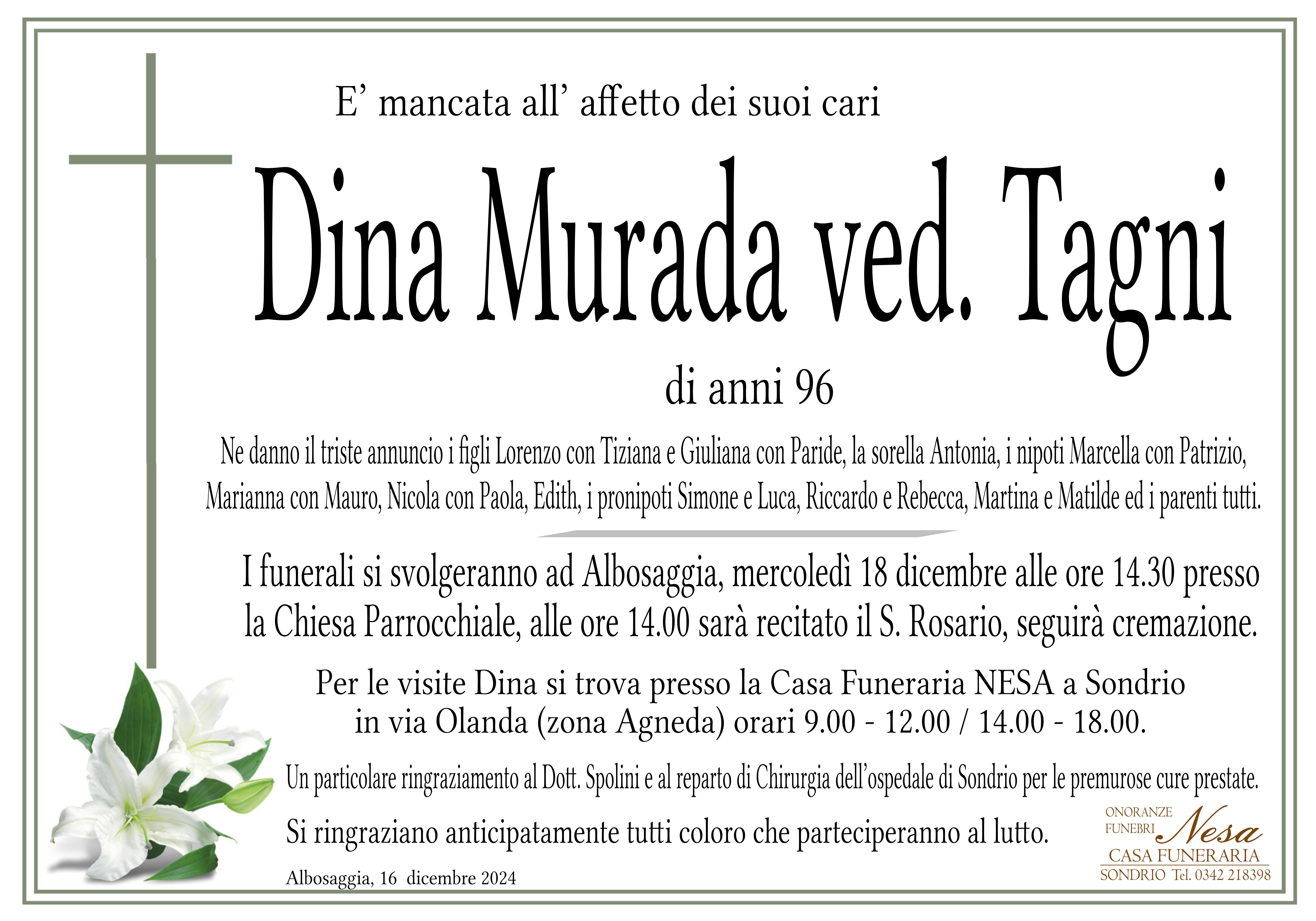 Necrologio DINA MURADA